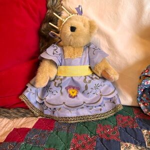 Purple and Yellow Stuffed Rabbit with Floral Dress